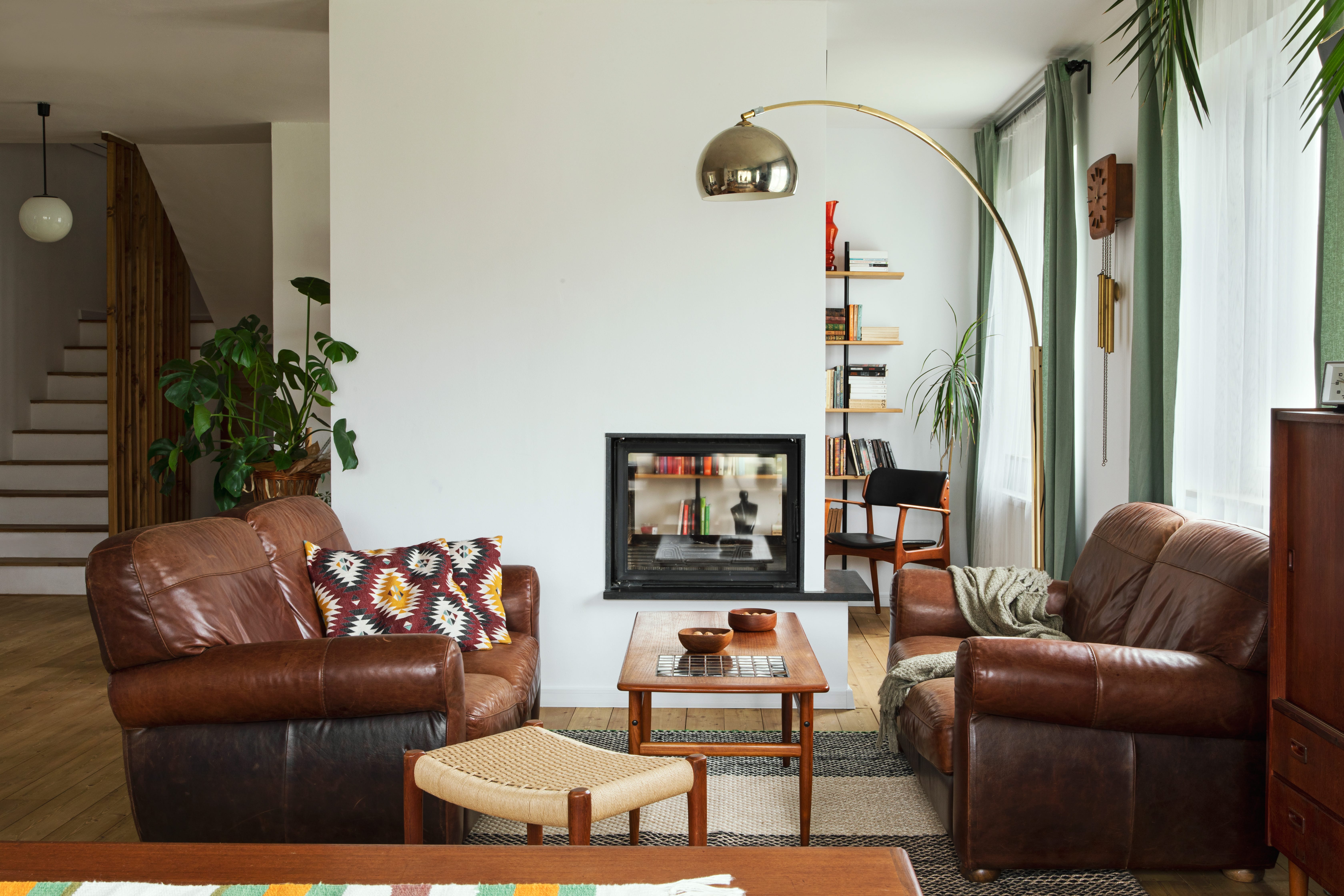 Interior design of stylish living room interior